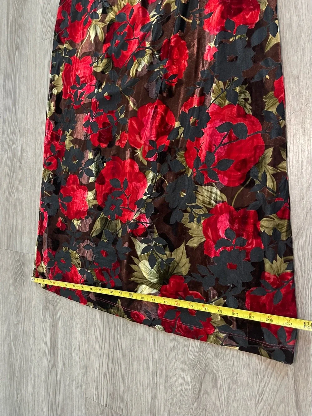 VINTAGE Carolyn Strauss whimsy goth velvet floral maxi skirt